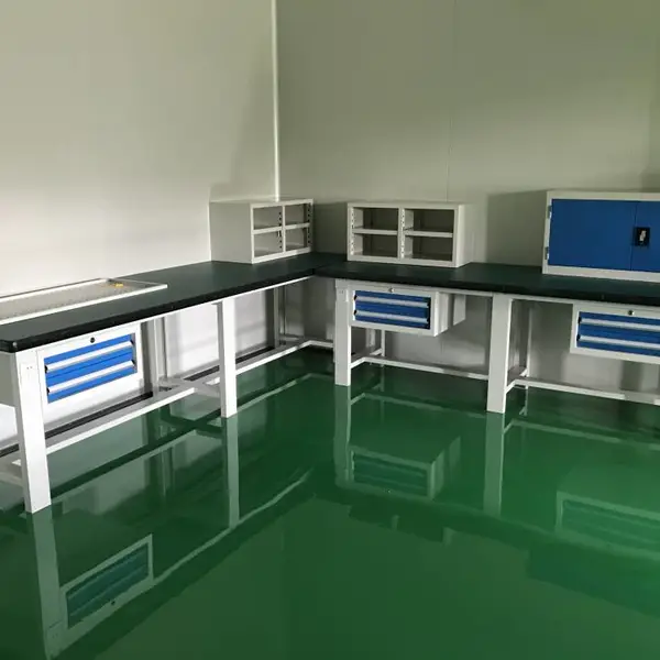 厂家供应铁制工作台加厚钢板重型钳工操作台