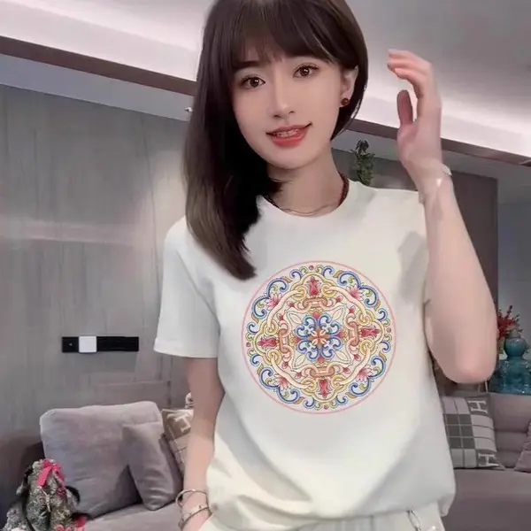 夏季外贸库存女装中国风短袖t恤尾货处理 工厂批发女t1-5元包邮