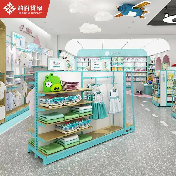 鸿百 母婴店货架展示柜单面靠墙童车纸尿裤陈列架奶粉辅食中岛架