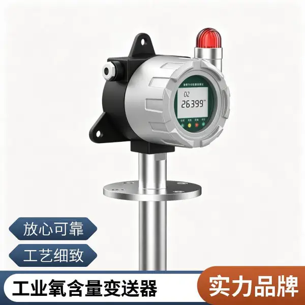 固定式法兰款氧气检测仪 管道安装氧浓度变送器 24V供电
