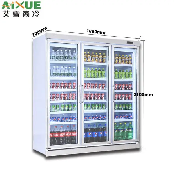 艾雪AX1860L3FP 三门分体饮料柜超市风冷展示柜五门外挂式落地冷藏便利店冰箱