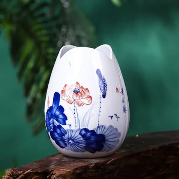 景德镇陶瓷器小花瓶 干花装饰品摆件 家居客厅插花手绘水培瓷瓶