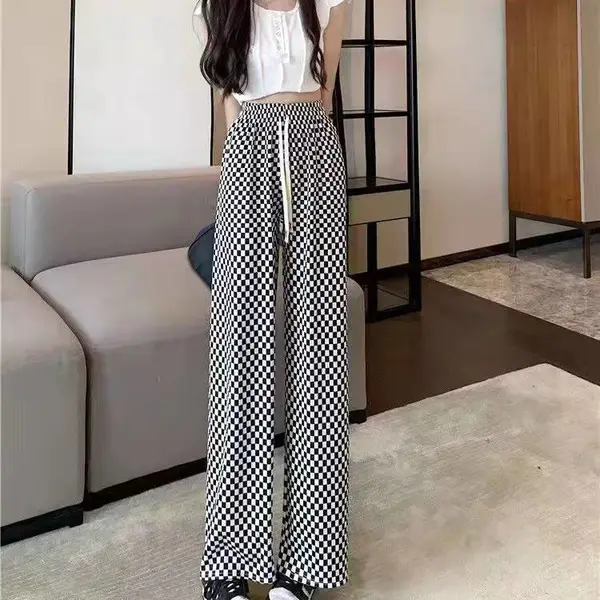 河北沧州黄骅条纹休闲阔腿裤大码女装休闲裤地摊服装尾货