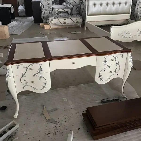 实体厂家定制高端品牌亚振家具香榭丽舍系列同款书房实木雕刻书桌学习桌电脑桌书椅电脑椅子