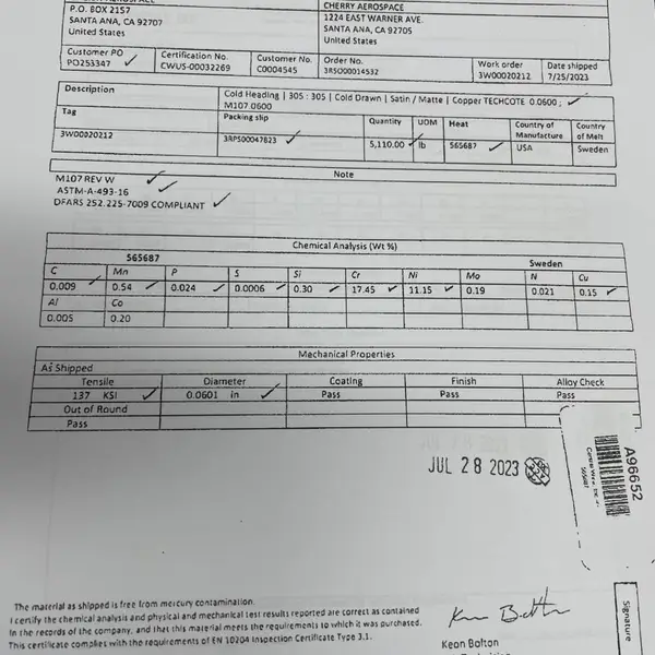 CHERRY航空等级铆钉CCMR264CS30-40大量现货库存