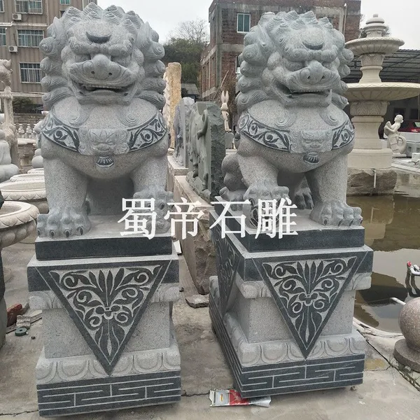 石雕g654芝麻黑花岗岩石材石狮子动物雕塑雕刻惠安石雕狮子厂家