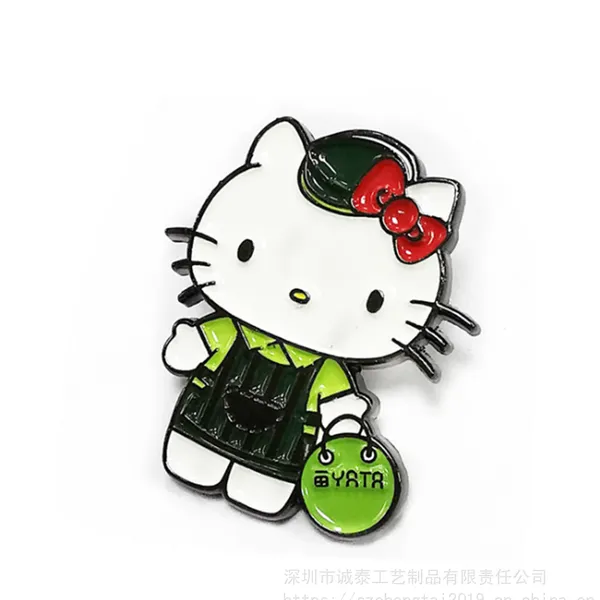 hellokitty烤漆徽章卡通动物胸章制作深圳凯蒂猫胸章厂