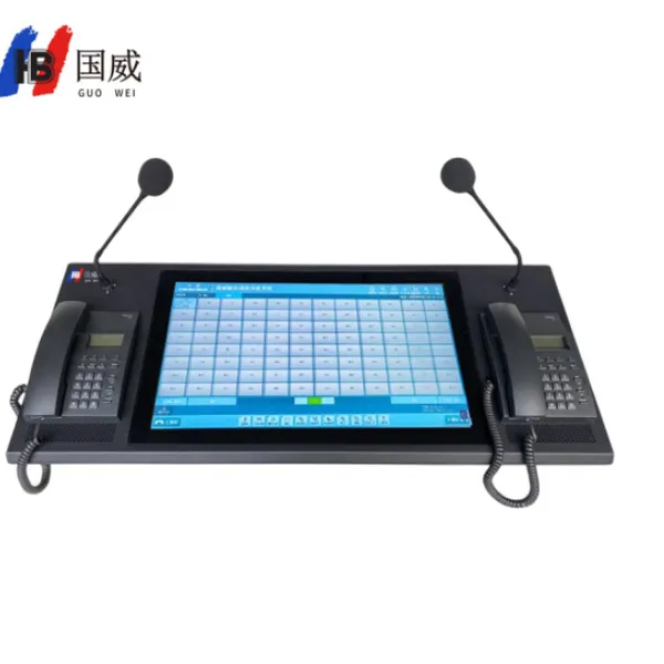 国威HB8000语音调度主机录音留言22.5吋触摸屏双话柄调度台