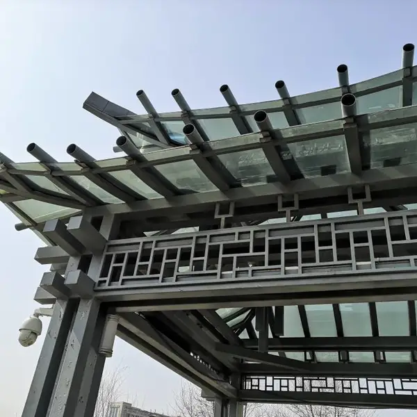 不锈钢雕塑承接大型景观园林工程仿木纹造型雕塑 不锈钢廊架雕塑