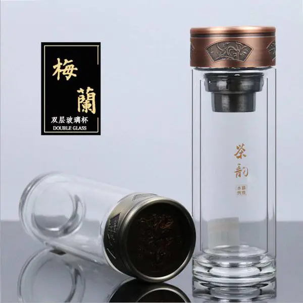 亚泰新款7612号双层耐热玻璃杯 泡茶高硼硅玻璃水杯礼品定制印字