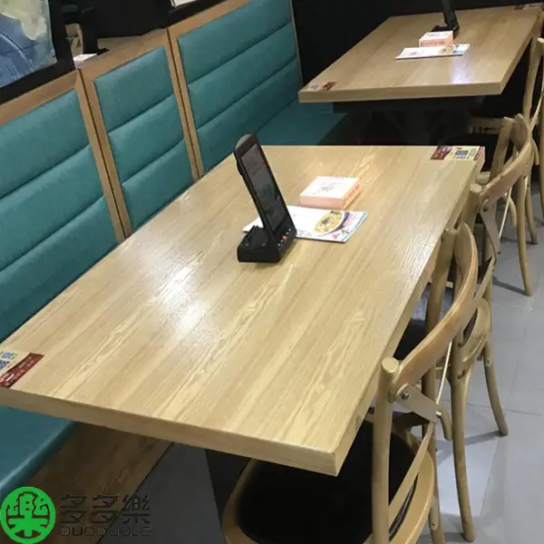 华士莱餐馆餐桌,实木餐桌定做,板式快餐桌椅沙发多多乐家具供应