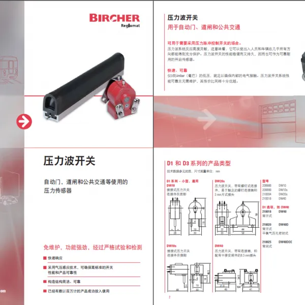 保策利Bircher压力波开关系列DW50/DW40/D3P-K058/DW20S/DW10等现货