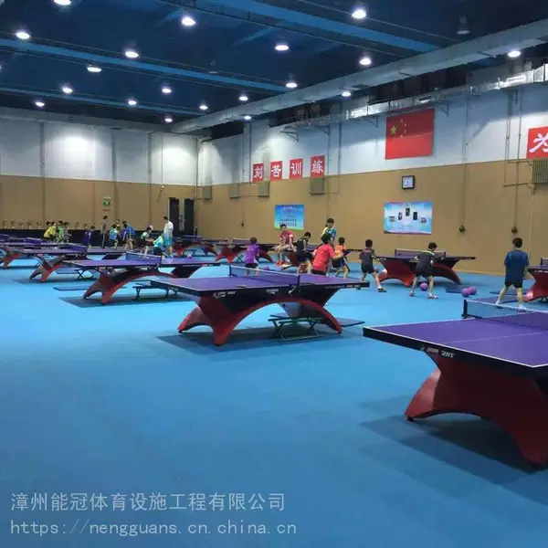 漳州乒乓球场施工_乒乓球场地建设_室内地胶铺设_室外运动场地建设_漳州能冠体育