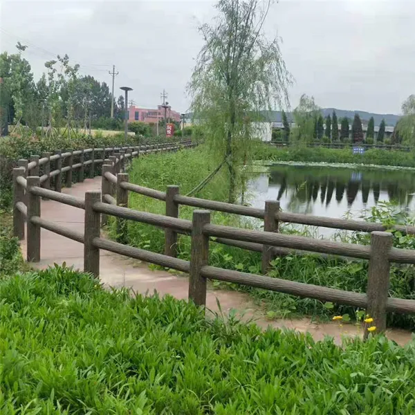 水泥仿木栏杆 园林新农村建设仿树皮护栏 河道景观混凝土预制围栏