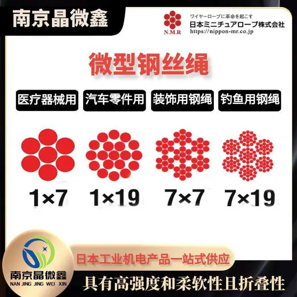 供应日本NMR不锈钢钢丝绳1×37结构直径0.35 1V-035