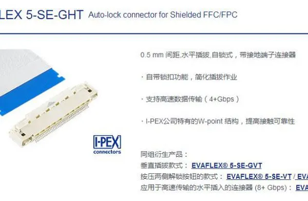 I-PEX品牌EVAFLEX 5-SE-GHT 自动锁连接器