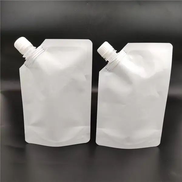 500ml消毒水奶白色自立吸嘴袋现货,东莞厂家直销