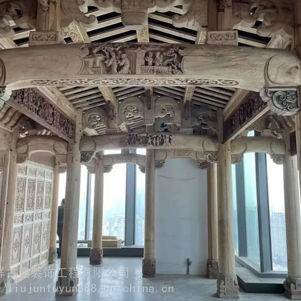 成都仿古建筑雕刻_手工木雕_山水人物雕刻精美图案