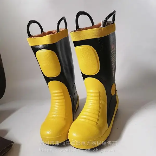 消防鞋救援灭火防护靴 钢板底橡胶消防雨靴钢包头防砸消防扑火雨鞋