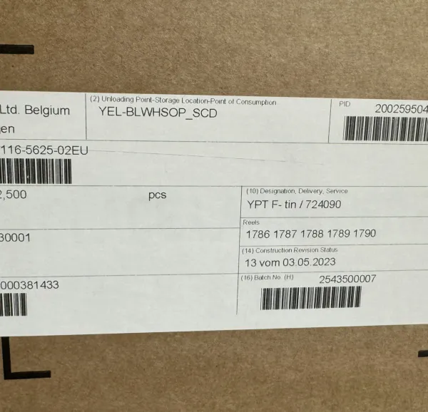 Yazaki 矢崎连接器现货 7116-5625-02 欧洲产端子 7116-5625-02EU