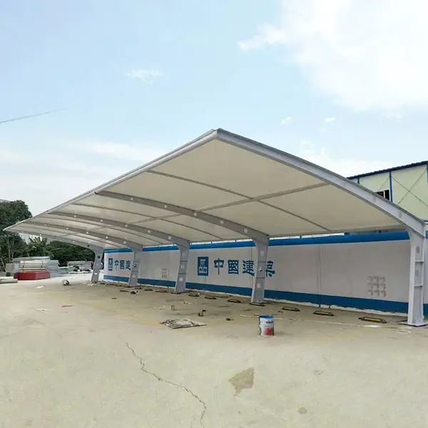 惠 州惠 东ZKHD-07帽口式膜结构汽车停车蓬供应外张拉膜车棚