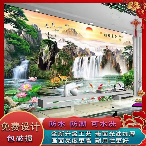 竹木纤维PET规格背景墙实心结构海量图案无限连纹