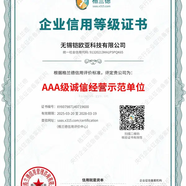 企业信用等级证书