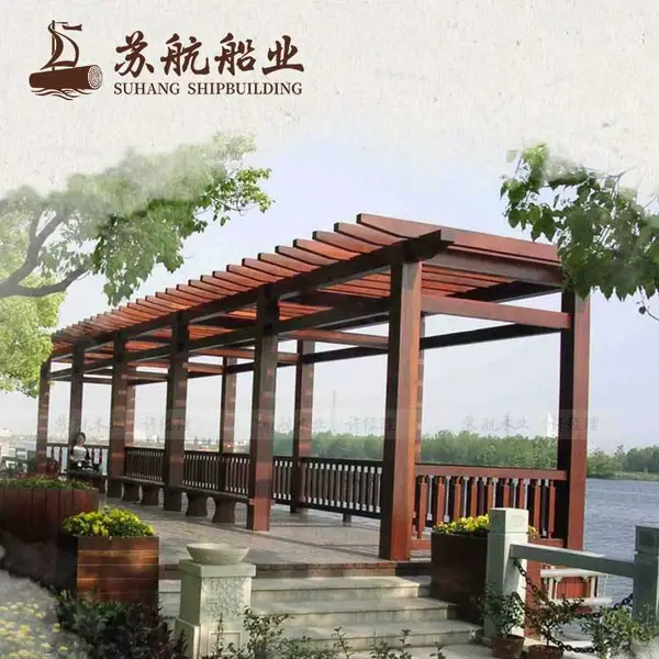 定制加工仿木中式廊架 休闲公园凉亭廊架 仿古古建爬藤廊架