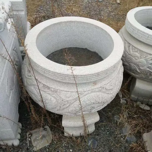 石雕圆形龙香炉 花岗岩材质寺庙插香器具定制