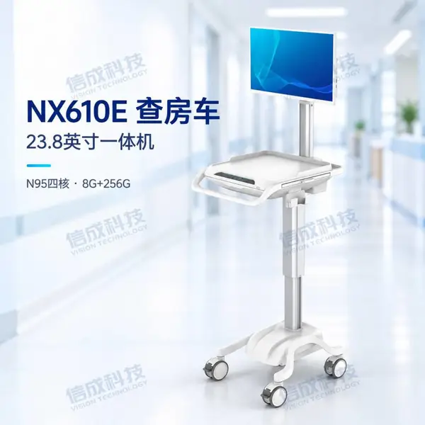 信成科技NX610E医用查房车 N95移动护理工作站 23.8英寸升降电脑推车