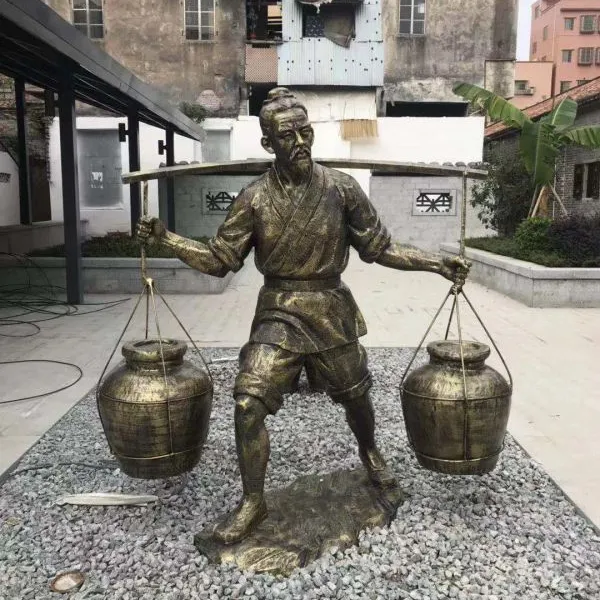 玻璃钢仿铜人物雕塑,佛山玻璃钢仿铜雕塑厂家定制