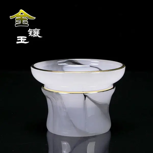 鎏金琉璃茶漏家用水墨翡翠玉瓷茶滤泡茶过滤组公道杯功夫茶具配件
