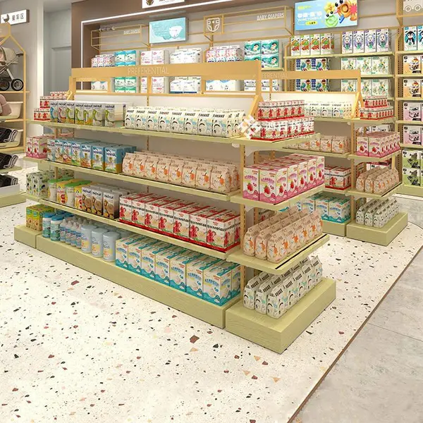 鸿百轻奢新款母婴店货架展示架孕婴服装背柜玩具奶粉展示柜