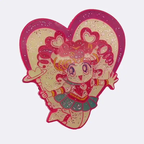 韩版动漫徽章,水冰月胸章,深圳金葱粉徽标