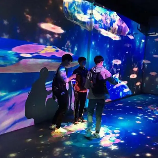 沉浸式悬浮3d全息立体投影动态地面墙面地板互动5d餐厅家庭影院沉浸投影全息投影