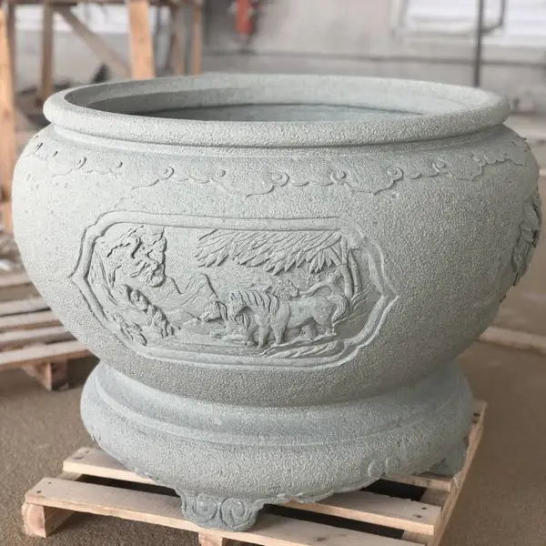 石雕水缸花岗岩青石石缸园林家用庭院装水缸装饰摆件