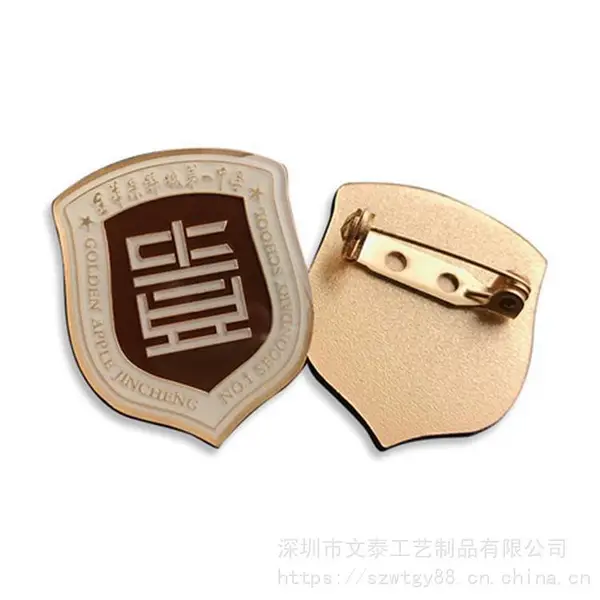 实验中学徽章 烤漆滴胶胸章定做 找做校友会纪念章 找做金属徽章厂