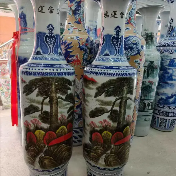 中国美術 花瓶 唐物 雕瓷 花入 唐山瓷亿美陶瓷花瓶中式骨瓷花瓶摆件家居酒店礼品陶瓷艺术品可批发定制