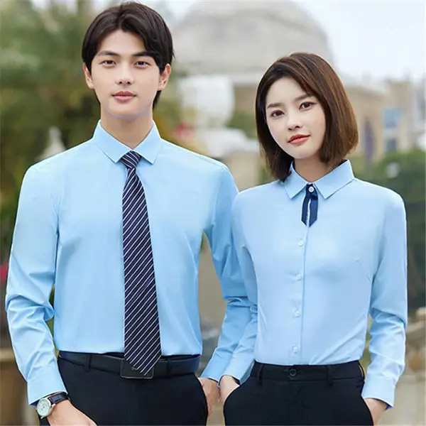 定制白衬衫团体工装衬衣 竹纤维商务办公制服免烫透气工作服套装