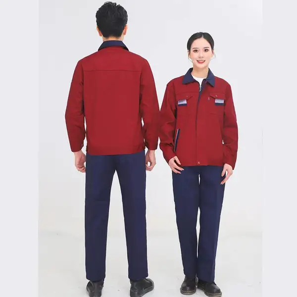 春秋装修建筑工厂车间涤棉厚纱卡长袖工作服劳保服定制W4
