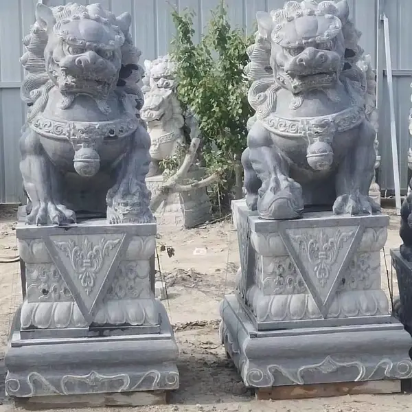 厂家直销大型石狮子 石雕狮子 一对 校园石狮