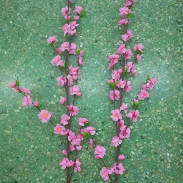 高仿真桃花枝绢花干花婚庆装饰客厅塑料樱花梅花花树树枝批发