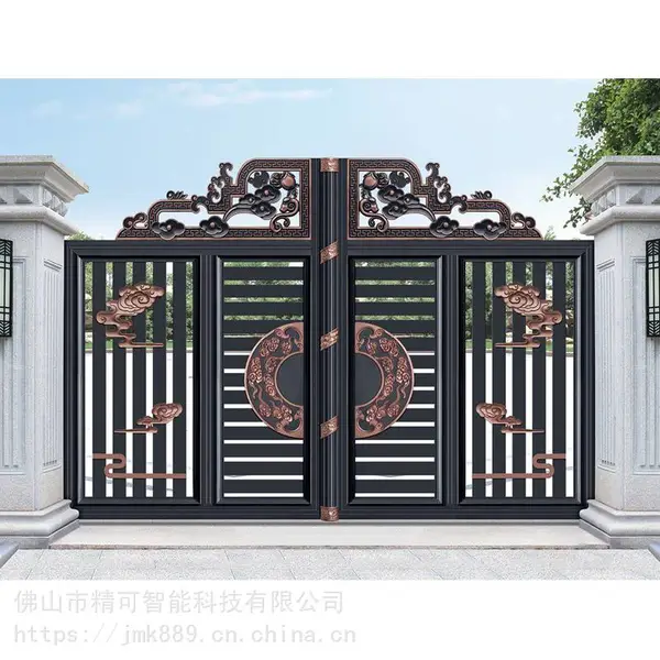 厂家批发豪华别墅门悬浮折叠门电动双开门遥控铝合金大门