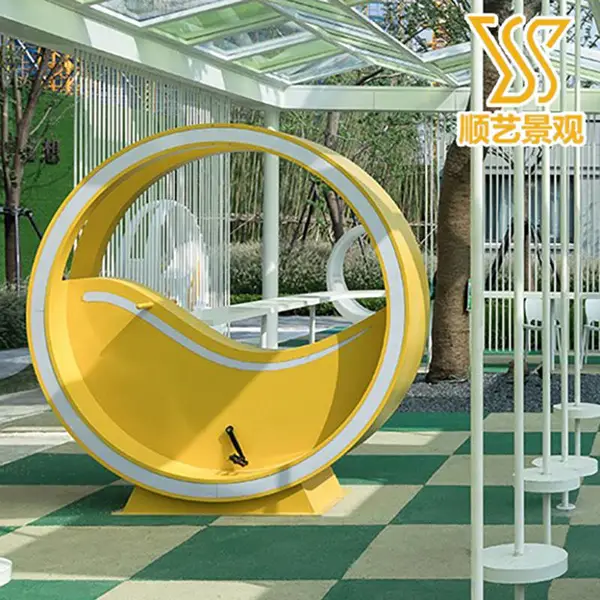 玻璃钢动感单车广场休闲健身互动器材人力脚踏发光科技感雕塑