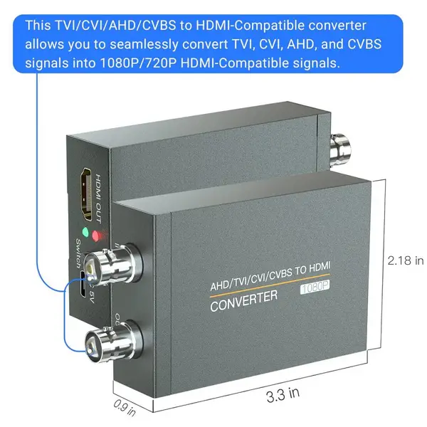 AHD/CVI/TVI/CVBS转HDMI高清转换器带环出 同轴高清BNC转HDMI 8MP