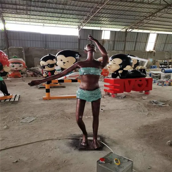 广州玻璃钢舞蹈人物雕塑 园林行为艺术女士雕像摆件
