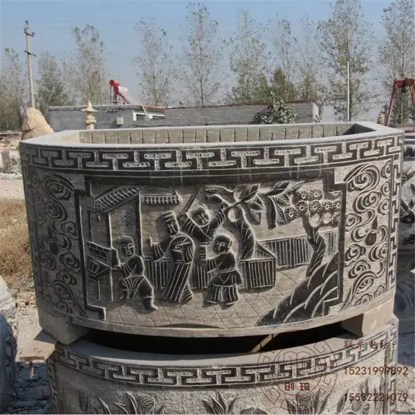 庭院养花养鱼石雕缸 仿古石雕鱼缸 庭院荷花缸