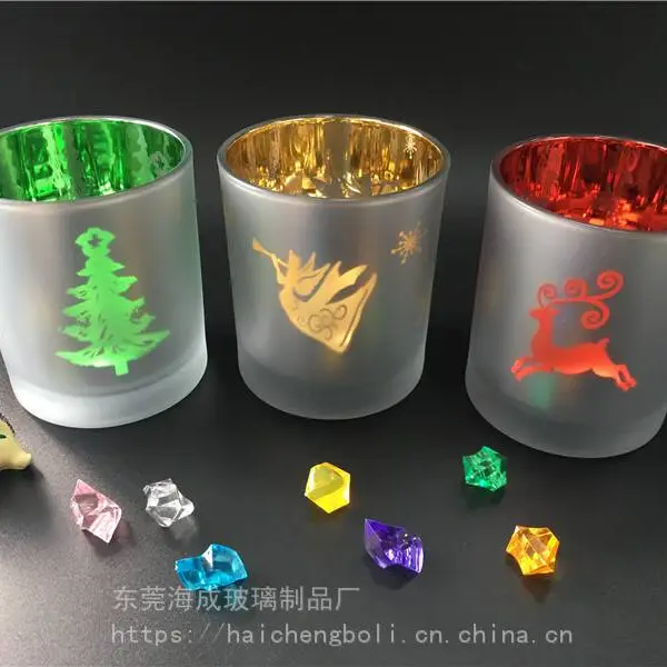 厂家直销现货创意圣诞节玻璃工艺品玻璃烛台直筒型蜡烛玻璃杯