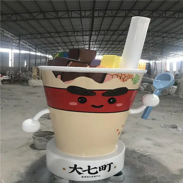 定制增城玻璃钢奶茶杯雕塑卡通奶茶杯造型雕塑店铺摆件