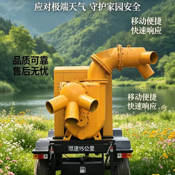 重型拖车真空引水自吸排涝泵1500立方城市重点涝区抢险设备